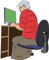 Äldre kvinna med dator